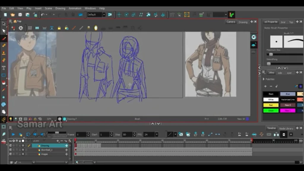 تحريكي لشخصيتي إرين و ميكاسا ببرنامج تون بوم Eren and Mikasa Animation – Made in Toon Boom