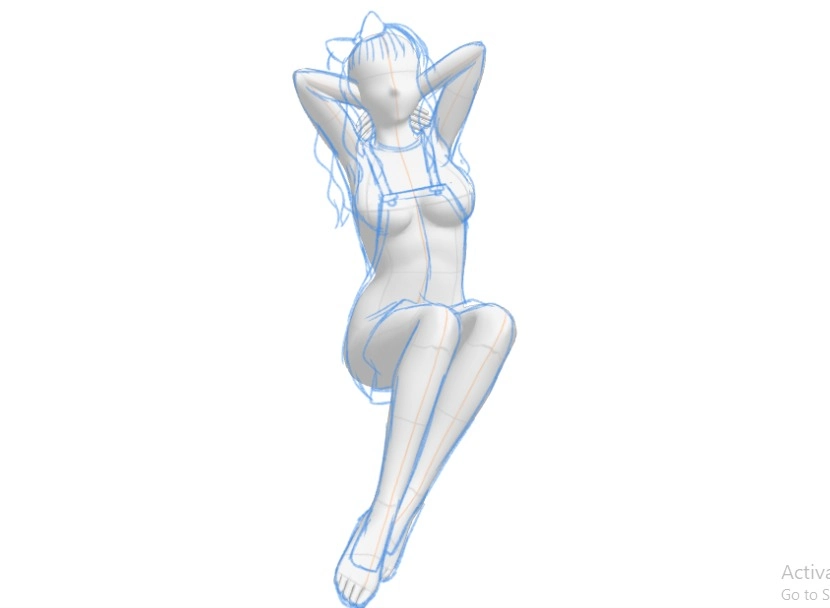 Drawing anime body with 3D doll رسم جسم الانمي باستخدام الدمية ثلاثية الأبعاد