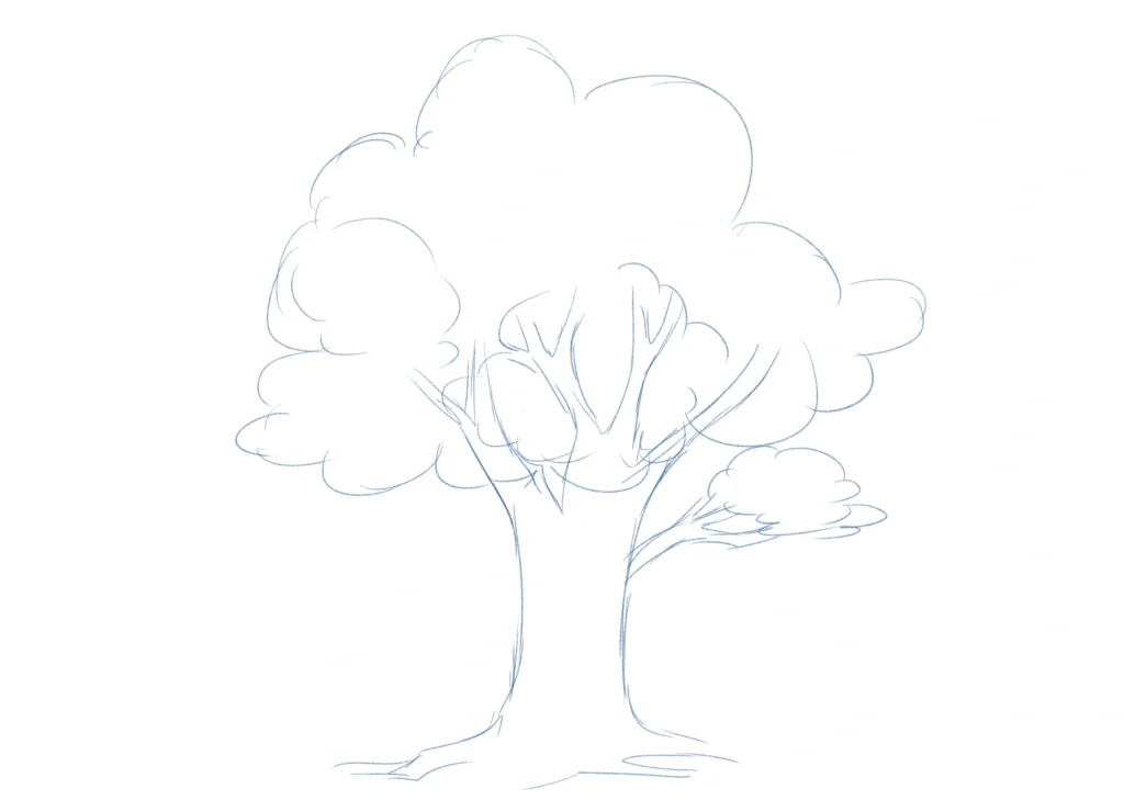 طريقة رسم شجرة انمي كاملة How to draw an anime tree