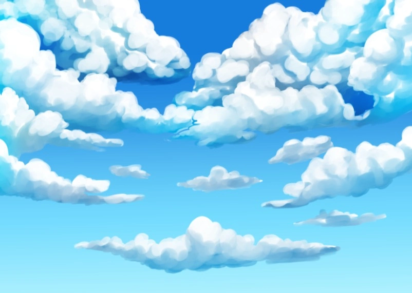 رسم الغيوم بطريقة الانمي Drawing clouds in anime style