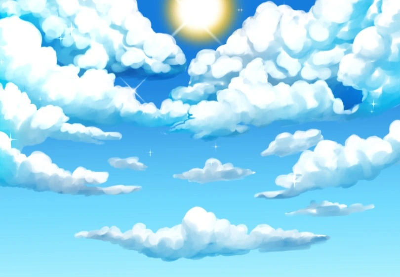 رسم الغيوم بطريقة الانمي Drawing clouds in anime style