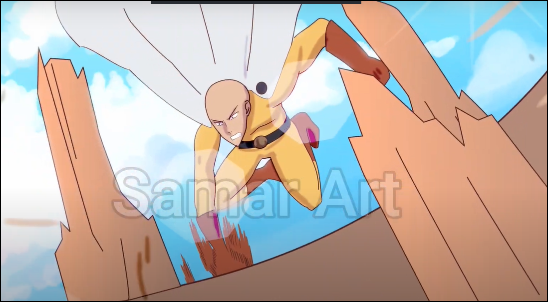 تحريكي لشخصية سايتاما من إنمي One punch man في يوم واحد فقط
