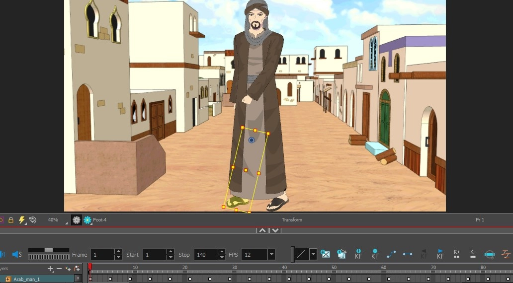 تحريك شخصية انمي عربية تمشي من الأمام animate walking character