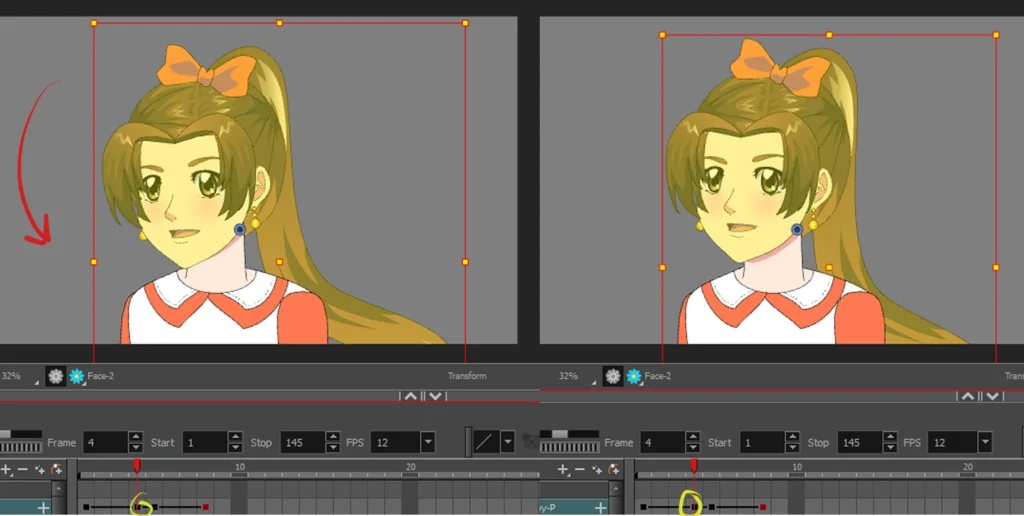 تحريك الوجه و هو يلتفت من جهة لأخرى تون بوم Animate the face turning to other side with Toonboom harmony