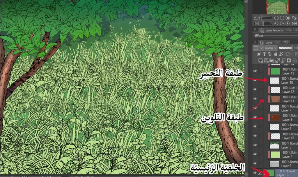 إنشاء مناظر طبيعية جميلة باستخدام فرش الرسم وبدون رسمCreating Beautiful Landscapes with Paintbrushes and No Drawing