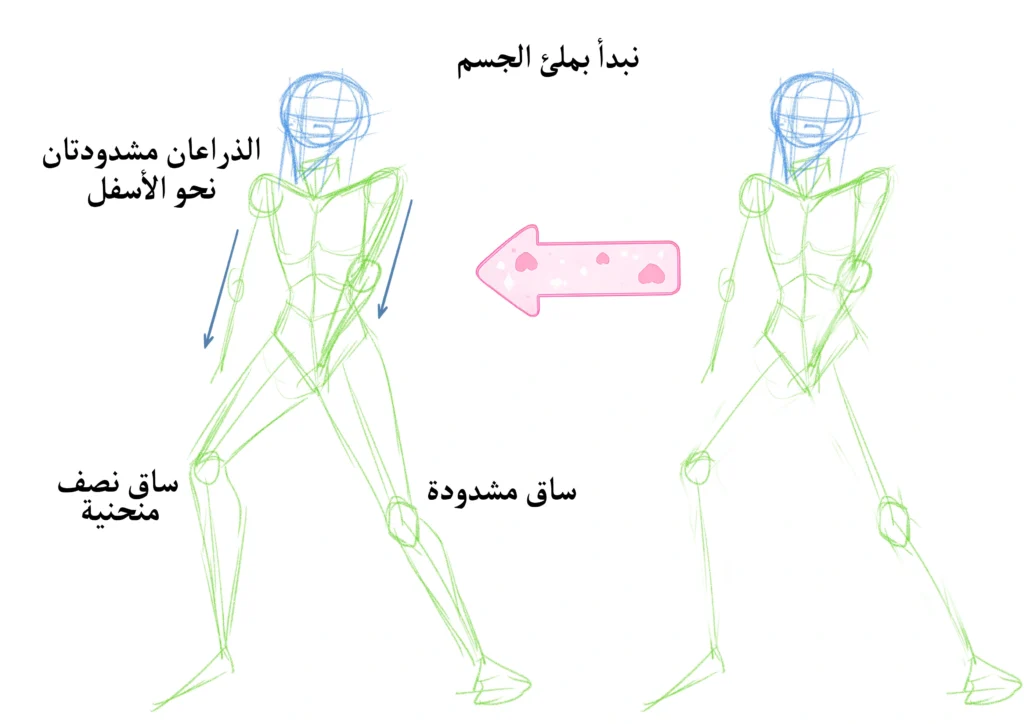 تعلم رسم شخصية انمي سهلة تحمل شيئاً بثقل واقعي، مع طريقة ضبط اليدين والجسم وتوزيع الوزن. Learn how to draw anime characters carrying objects with balance