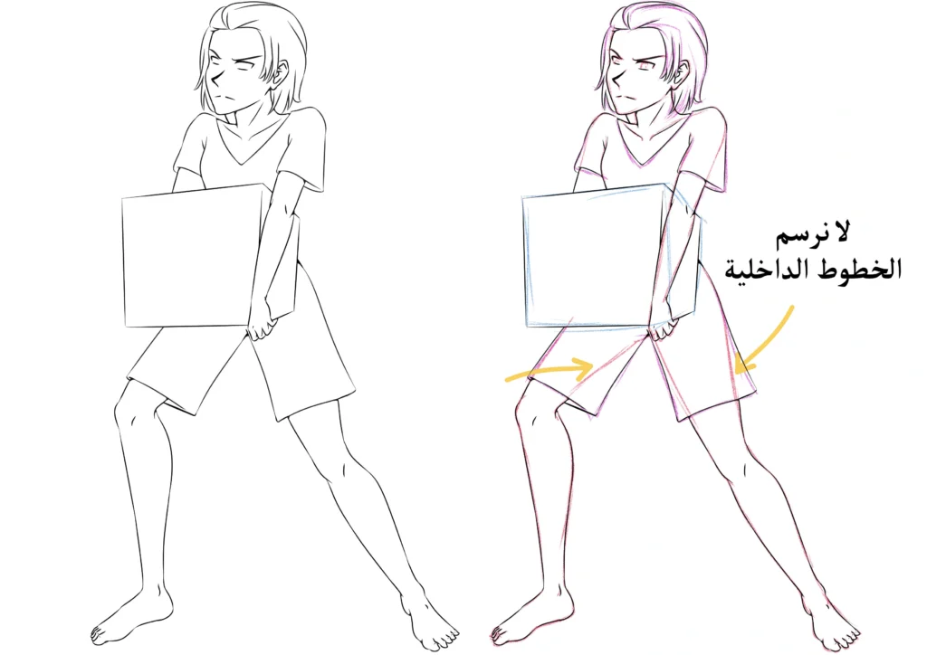 تعلم رسم شخصية انمي سهلة تحمل شيئاً بثقل واقعي، مع طريقة ضبط اليدين والجسم وتوزيع الوزن. Learn how to draw anime characters carrying objects with balance