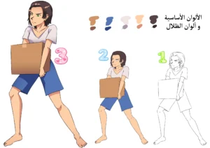 تعلم رسم شخصية انمي سهلة تحمل شيئاً بثقل واقعي، مع طريقة ضبط اليدين والجسم وتوزيع الوزن. Learn how to draw anime characters carrying objects with balance