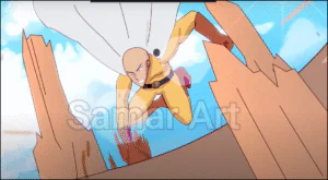 تحريكي لشخصية سايتاما من إنمي One punch man في يوم واحد فقط